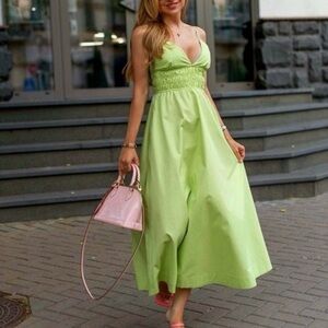 ZARA Poplin Dress Green Sz Small